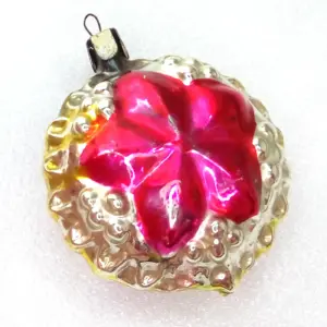 Vintage Ukrainian Glass Christmas Ornament Red Star