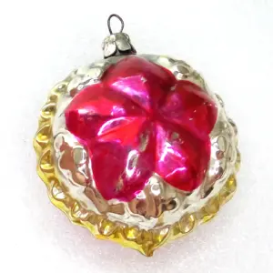 Vintage Ukrainian Glass Christmas Ornament Red Star