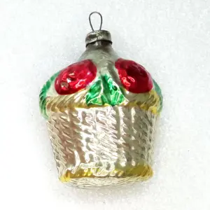 Vintage USSR Glass Christmas Ornament Basket