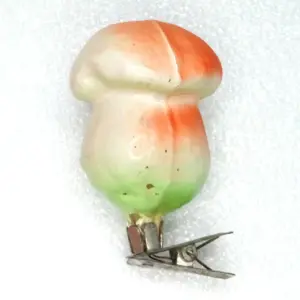 Vintage USSR Glass Christmas Ornament Mushroom