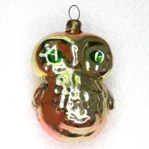 Vintage Ukrainian Glass Christmas Ornament Old Owl