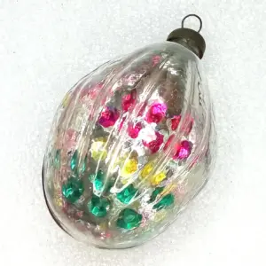 Vintage USSR Glass Christmas Ornament Lantern