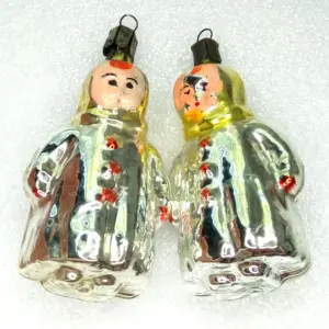 Set of 2 Vintage Glass USSR Christmas Ornaments Girls
