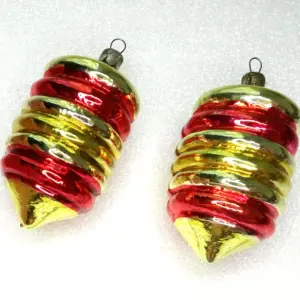 Set of 2 Vintage Glass USSR Christmas Ornaments