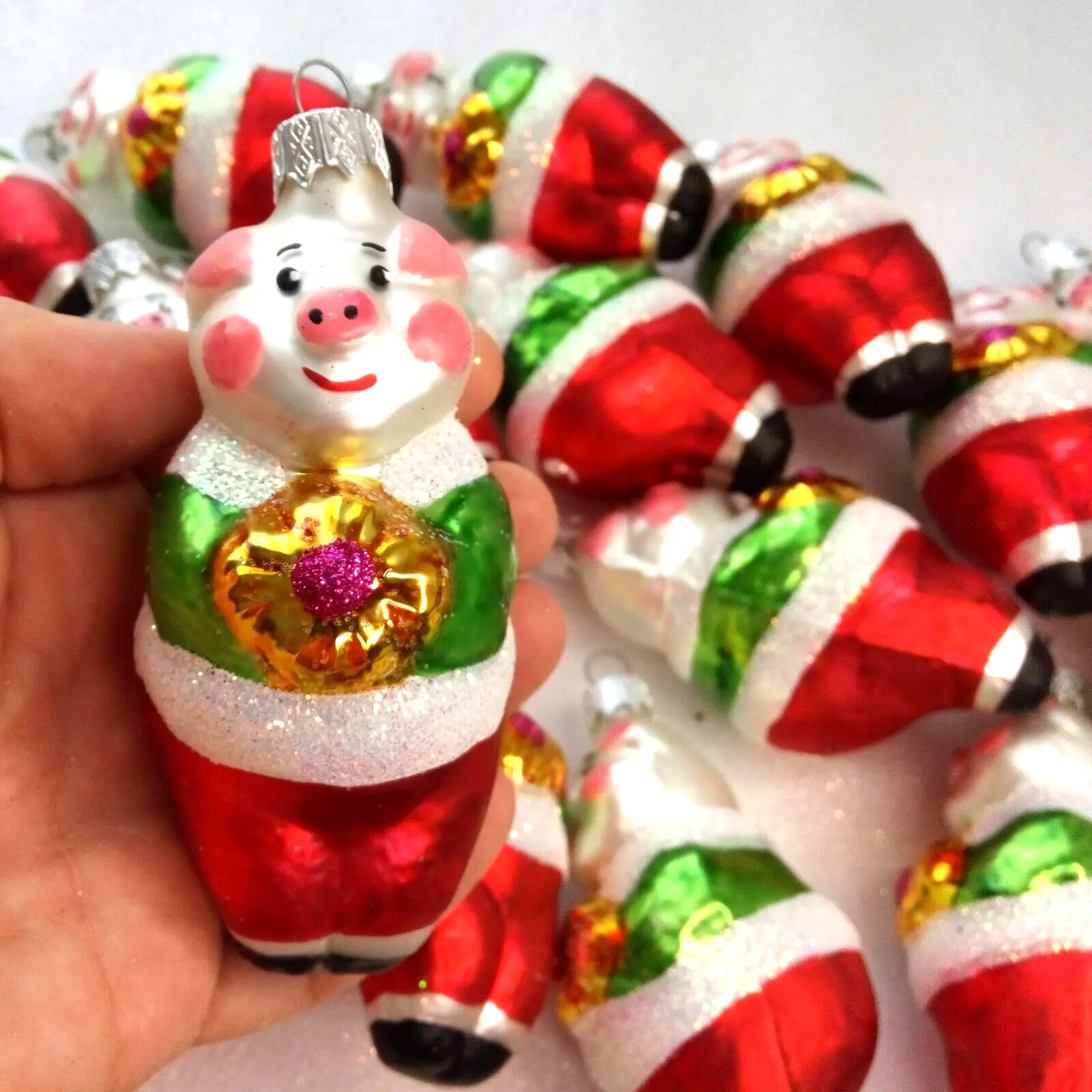 Modern Ukrainian Glass Christmas Ornament Piglet