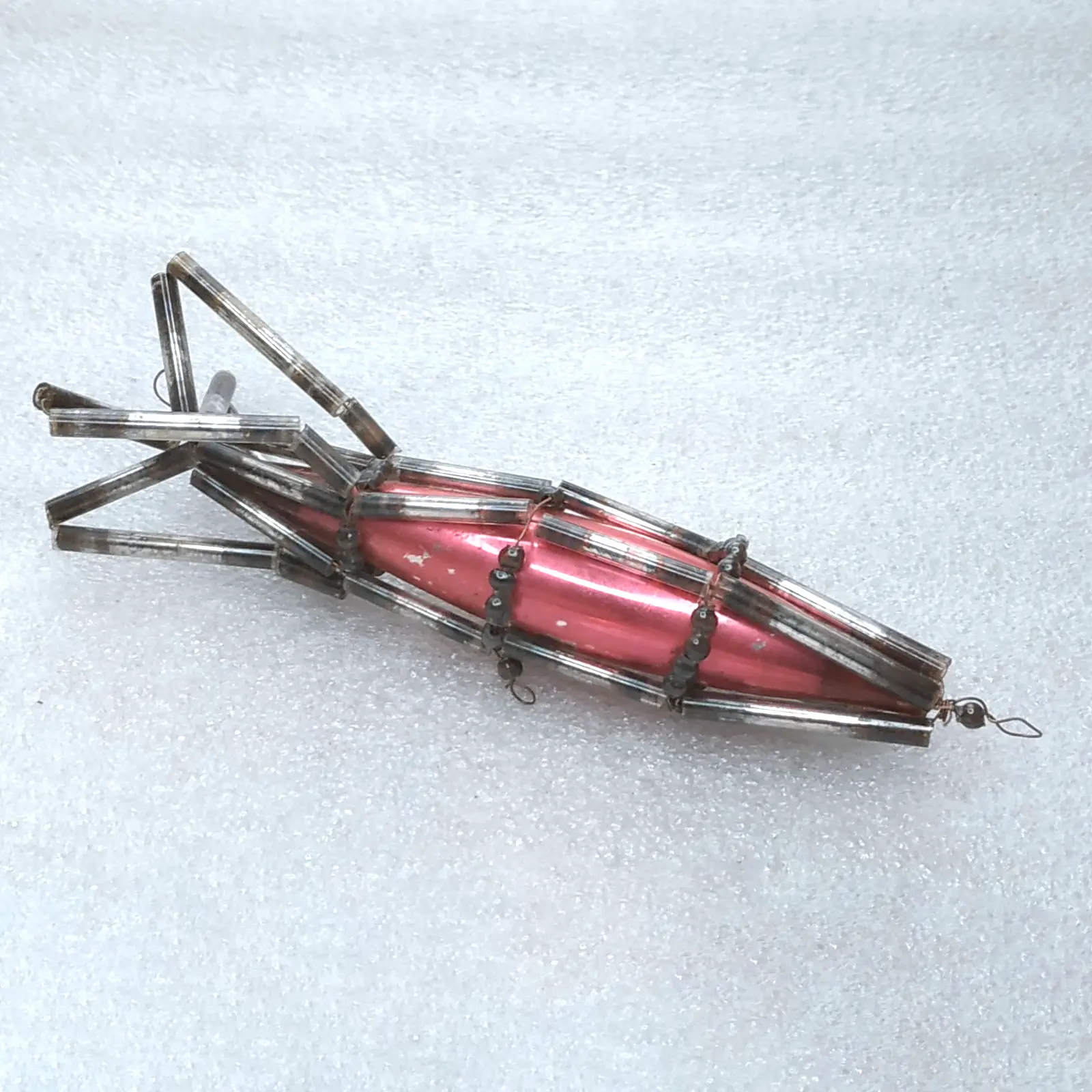 Vintage Soviet Glass Bead Space Rocket Sputnik Christmas Ornament Beaded Figural