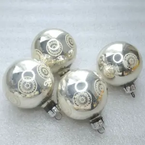 Set of 4 Vintage GDR Mercury Glass Christmas Ornaments Silver Balls Retro Decor