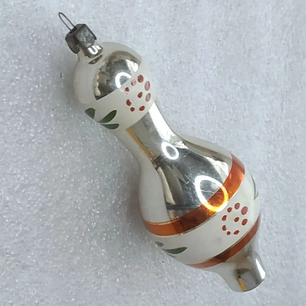 Vintage Soviet Silver Glass Christmas Ornament Pitcher / Jug Figural Retro Decor