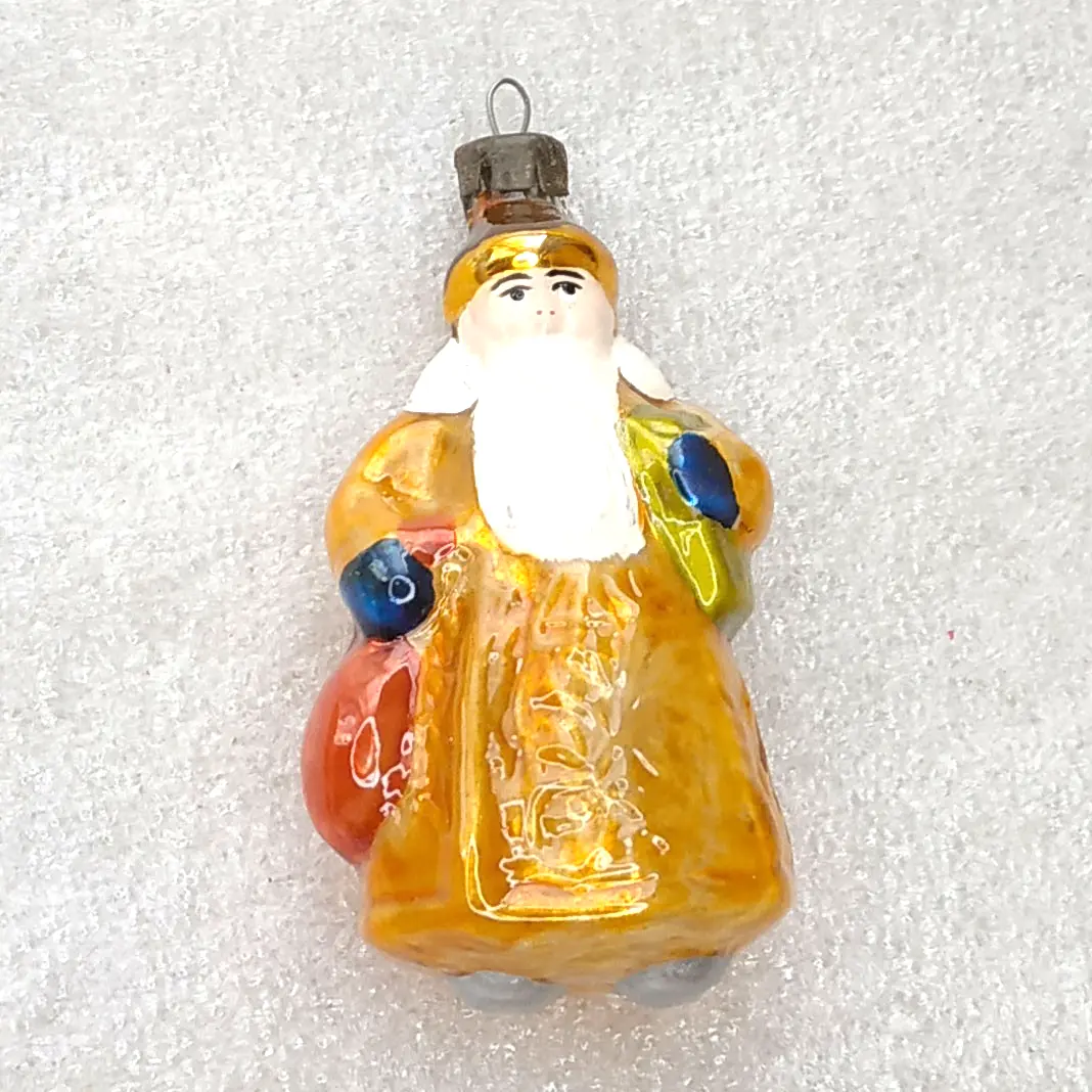 Vintage Soviet Glass Christmas Ornament Santa Claus Ded Moroz Figural Decor