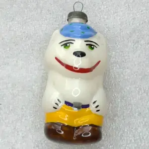 Vintage Soviet Glass Christmas Ornament Figural Wolf Custom Hand-Painted Retro