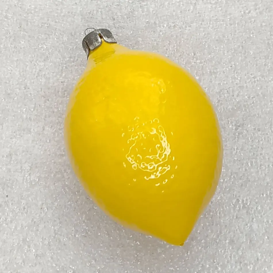 Vintage Soviet Glass Christmas Ornament Lemon Fruit Figural Restored Retro Decor