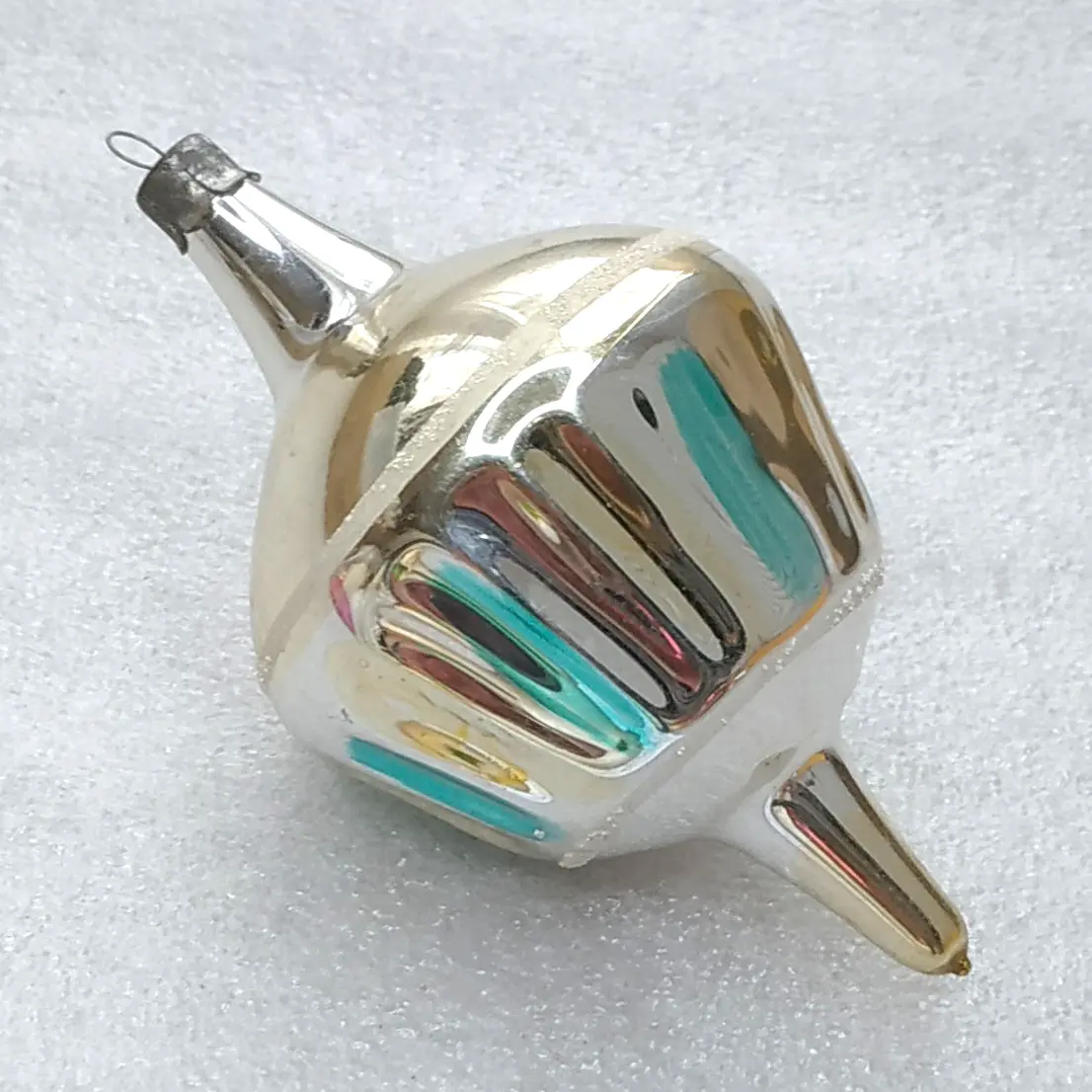 Vintage Soviet Silver Glass Christmas Ornament Parachute Finial Retro Decor