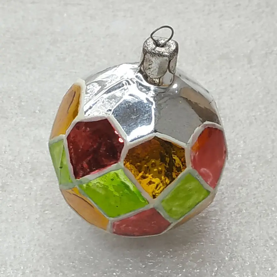 Vintage Soviet Glass Christmas Ornament Hexagon/Stained Style Custom Glow