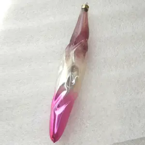 Vintage Silver Glass Christmas Ornament Icicle Spire Reflector Pink Decor