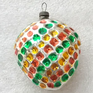 Vintage Mercury Glass Christmas Ornament Heart Shape Hand Painted Restored