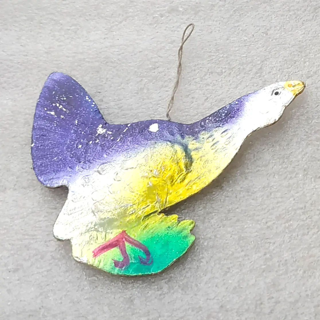 Vintage Soviet Pressed Cardboard Christmas Ornament Grouse Bird Flat Retro Decor