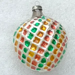 Vintage Soviet Glass Christmas Ornament Hand-Painted Heart Shape Custom Decor