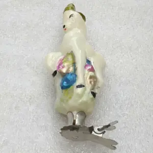 Vintage Soviet Glass Christmas Ornament Silver Hoof Fairy Tale Figural Clip On