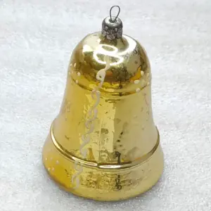 Vintage Soviet Glass Christmas Ornament Bell Figural Luminous Glow-in-the-Dark