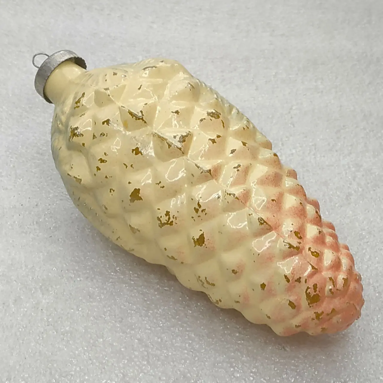 Vintage Glass Christmas Tree Ornament Large Pine Cone USSR Bauble