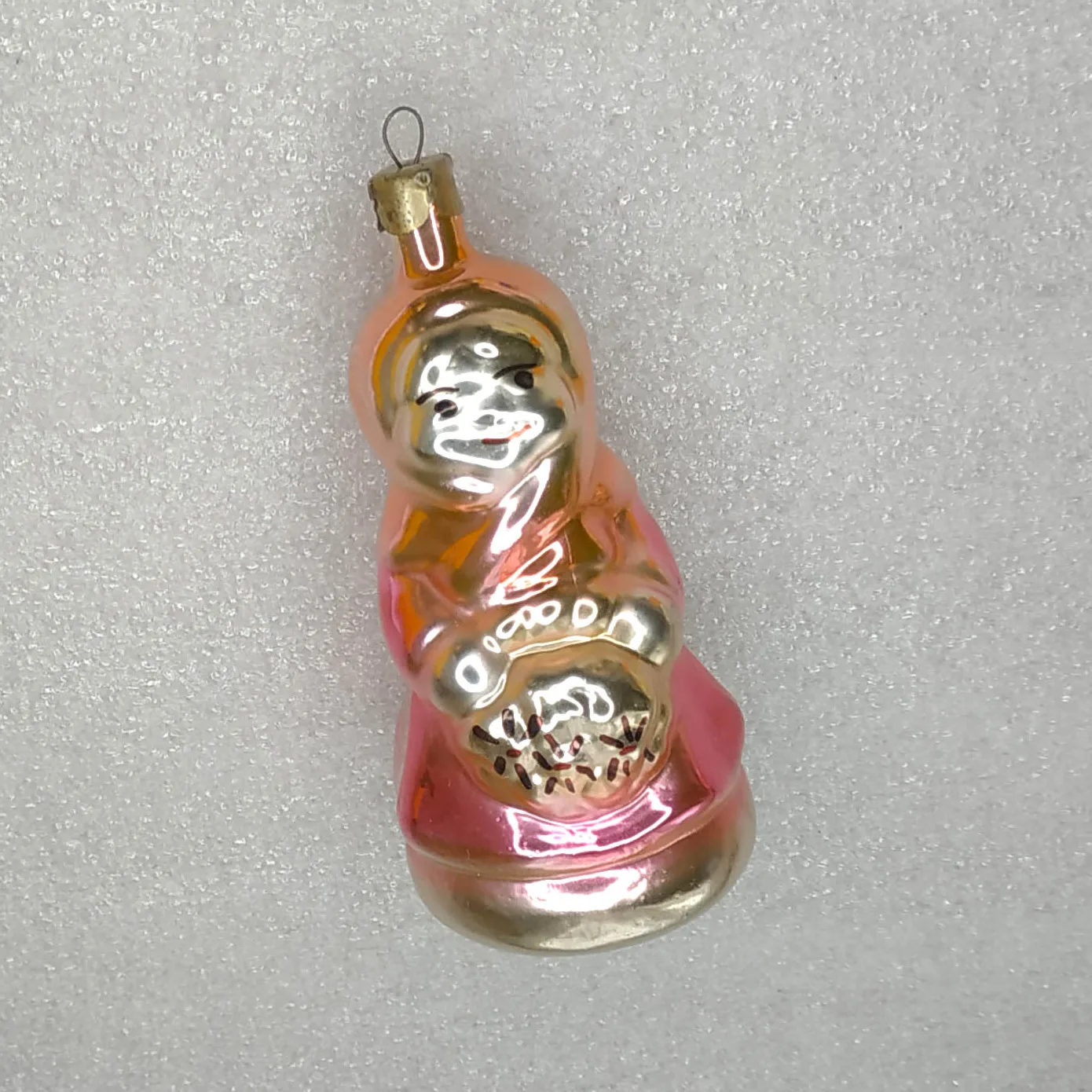 Vintage Silver Glass Christmas Ornament USSR Tree Antique Decor Red Hood