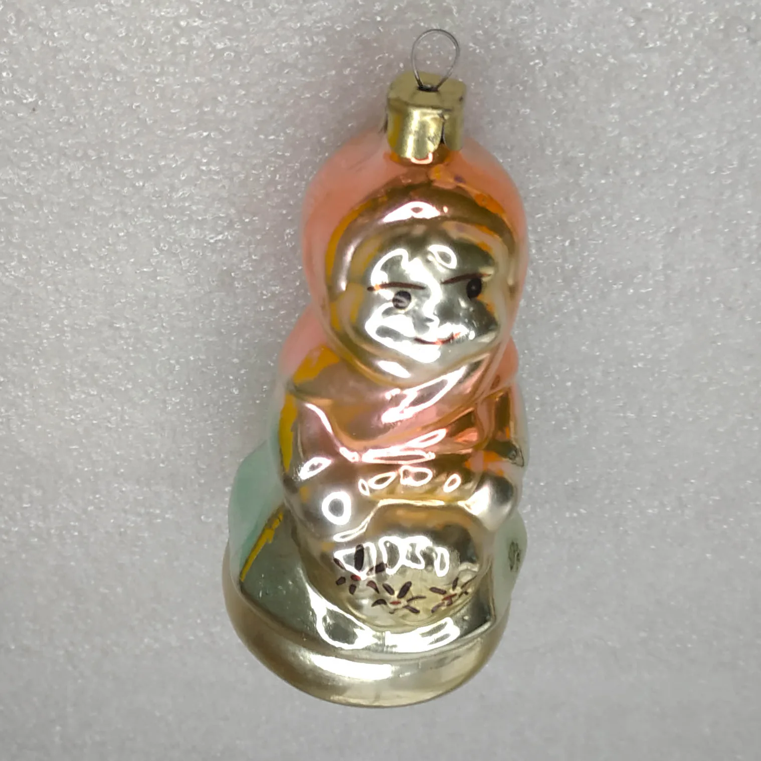 Vintage Silver Glass Christmas Ornament USSR Tree Antique Decor Red Hood