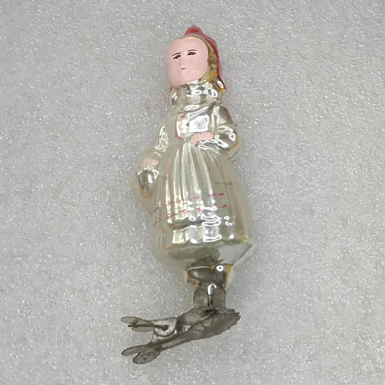 Vintage Mercury Glass USSR Antique Christmas Ornament Decor Red Hood Figure Toy