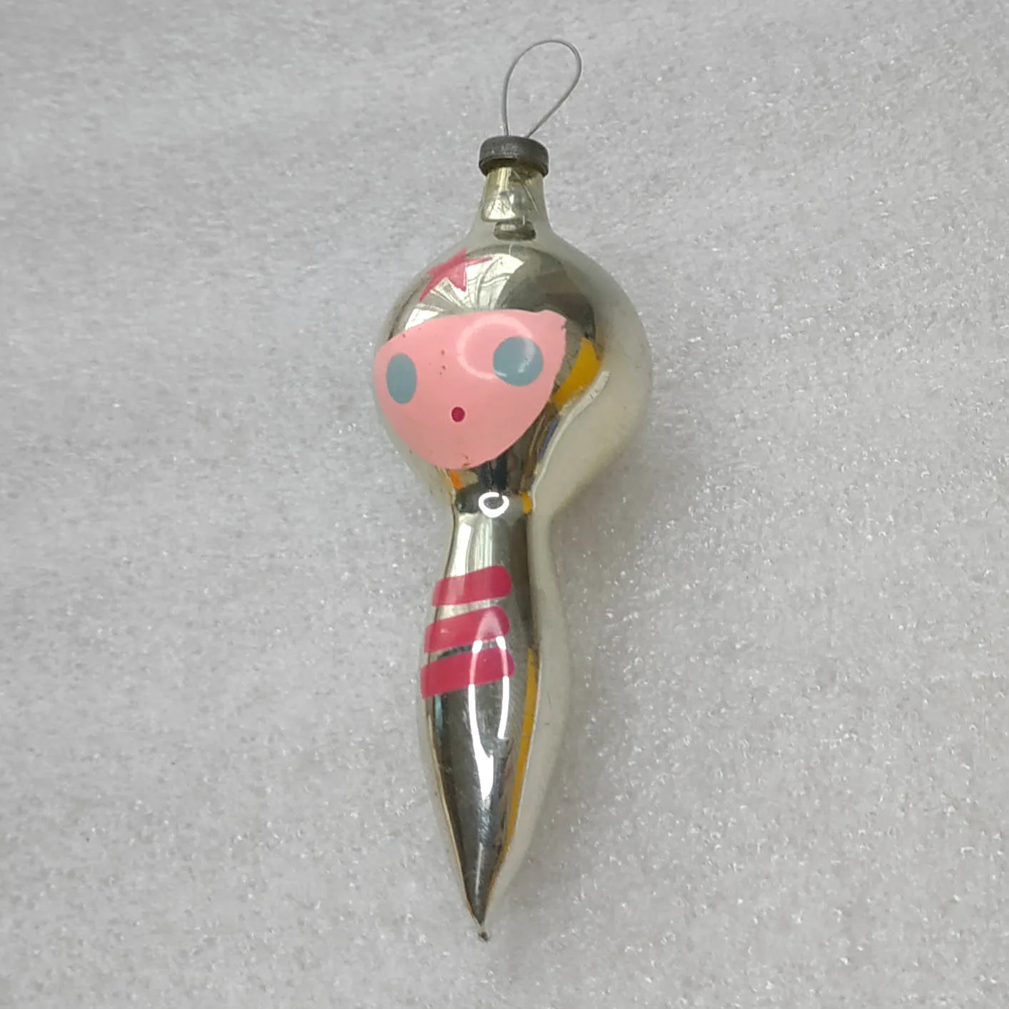 Vintage Silver Glass USSR Antique Christmas Ornament Decor Red Army Boy Soldier