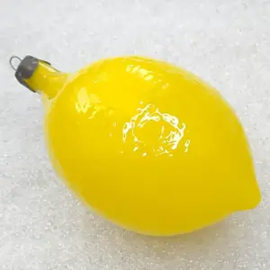 Vintage Glass Christmas Ornament USSR Lemon 1960s