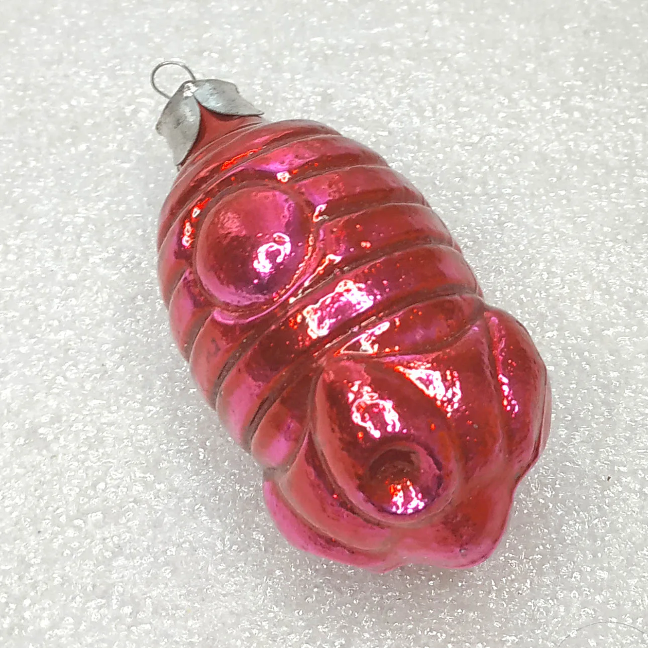 Vintage Silver Glass Christmas Ornament Tree Antique USSR Decor Rocket