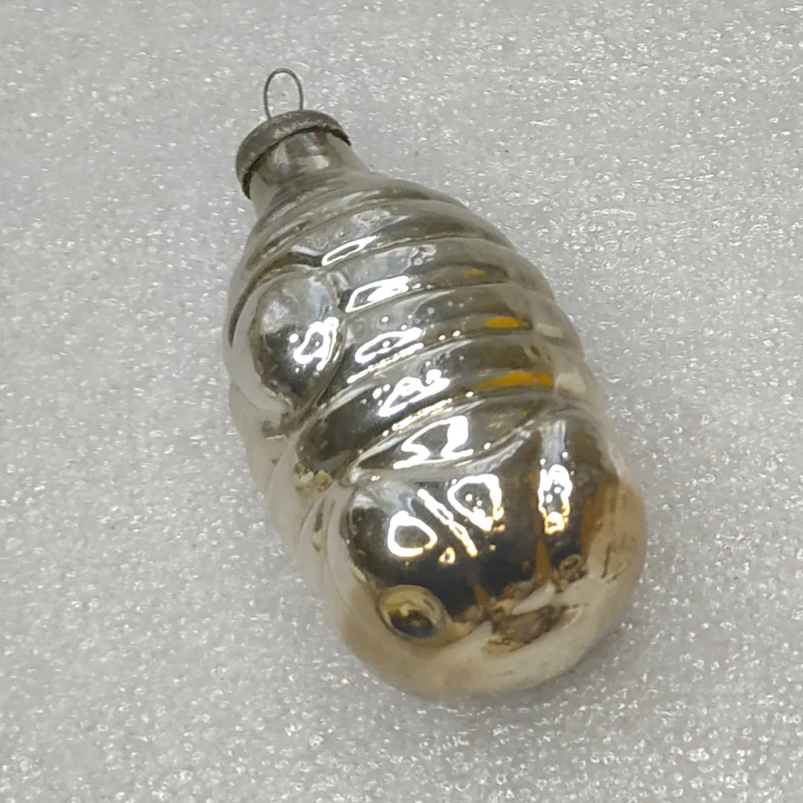 Vintage Silver Glass Christmas Ornament Tree Antique USSR Decor Rocket