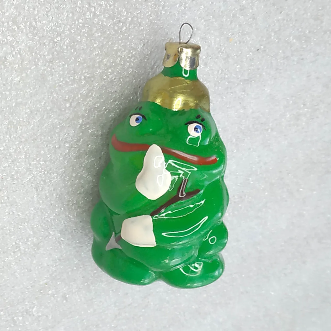 OOAK Custom Painted Frog Princess Glass Ornament Originally Restored Unique Art