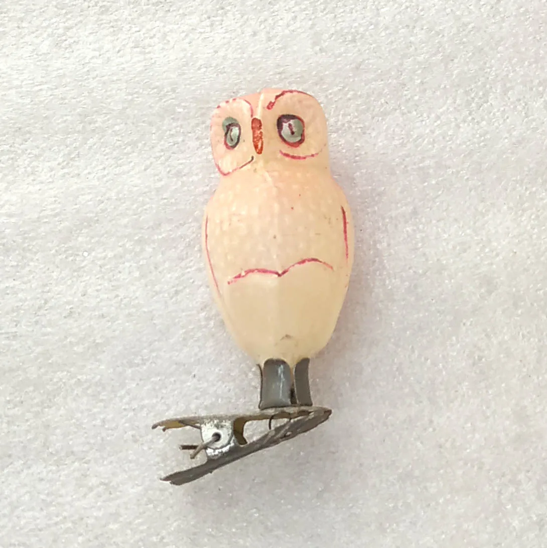 Vintage Glass Christmas Ornament Owl USSR 1950s