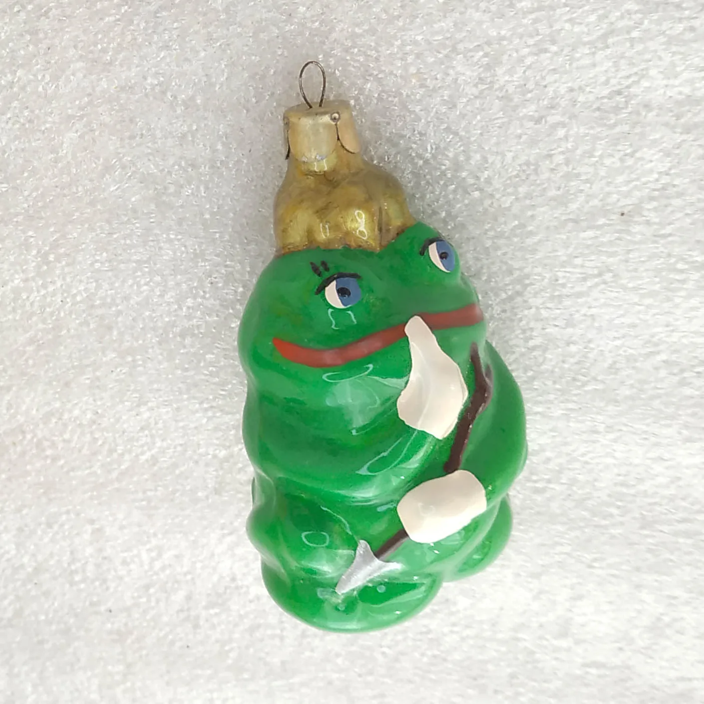 OOAK Custom Painted Frog Princess Glass Ornament Originally Restored Unique Art