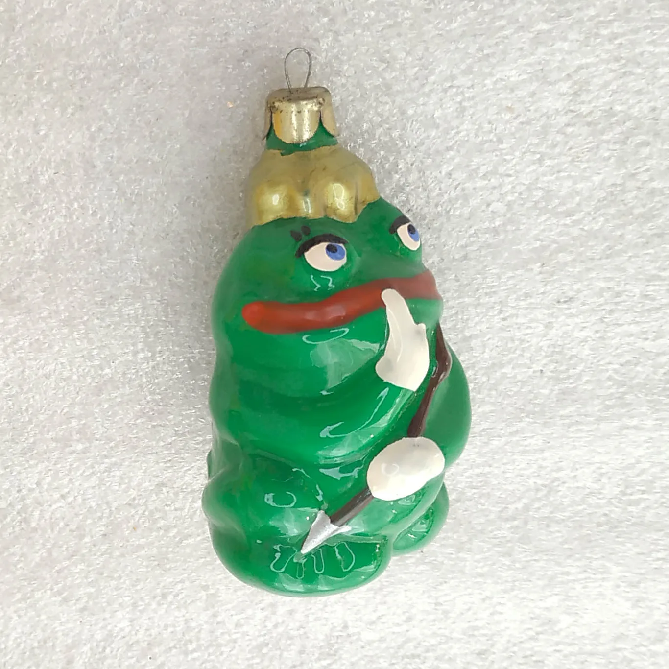 OOAK Custom Painted Frog Princess Glass Ornament Originally Restored Unique Art
