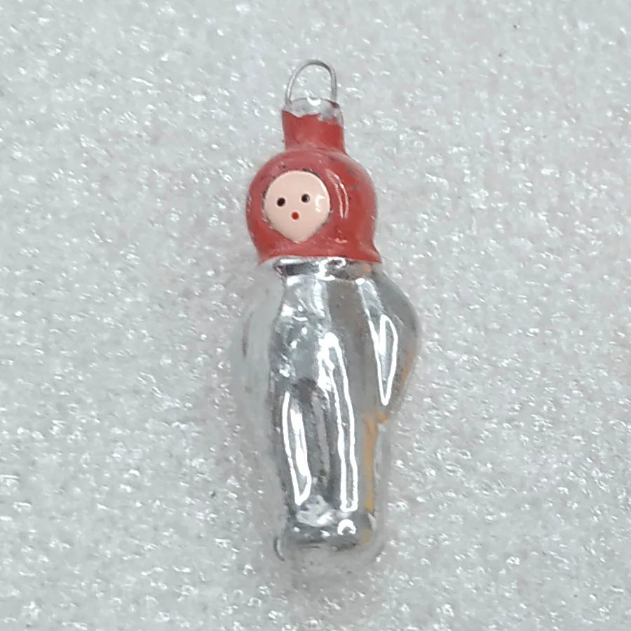 Vintage Glass Christmas Ornament USSR Decor for Mini Tree Astronaut 1960s