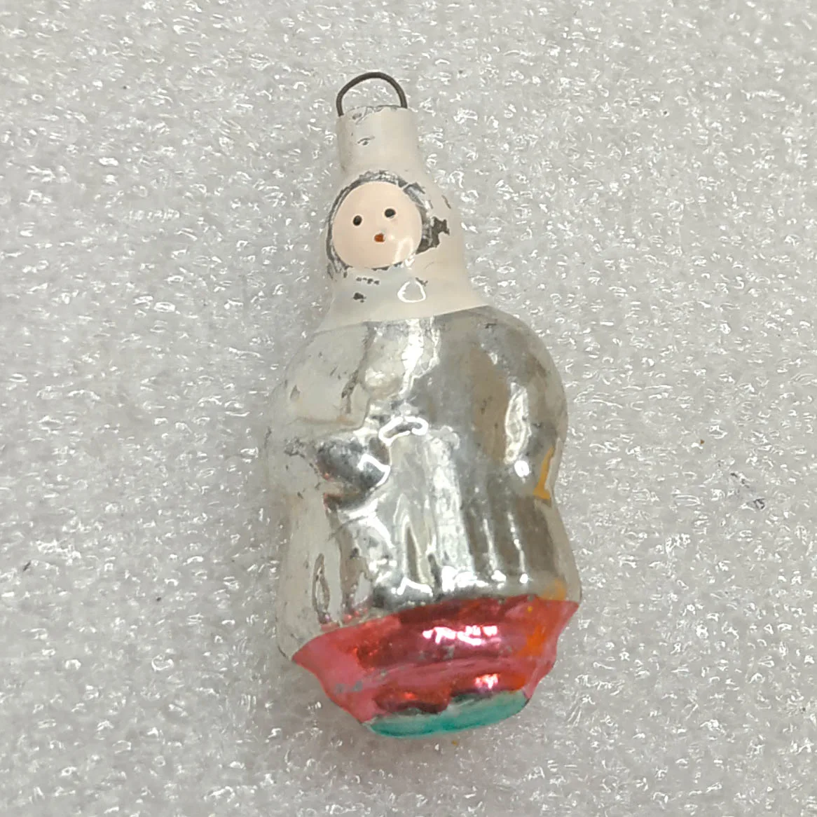 Vintage Glass Christmas Ornament USSR Decor for Mini Tree Girl 1960s