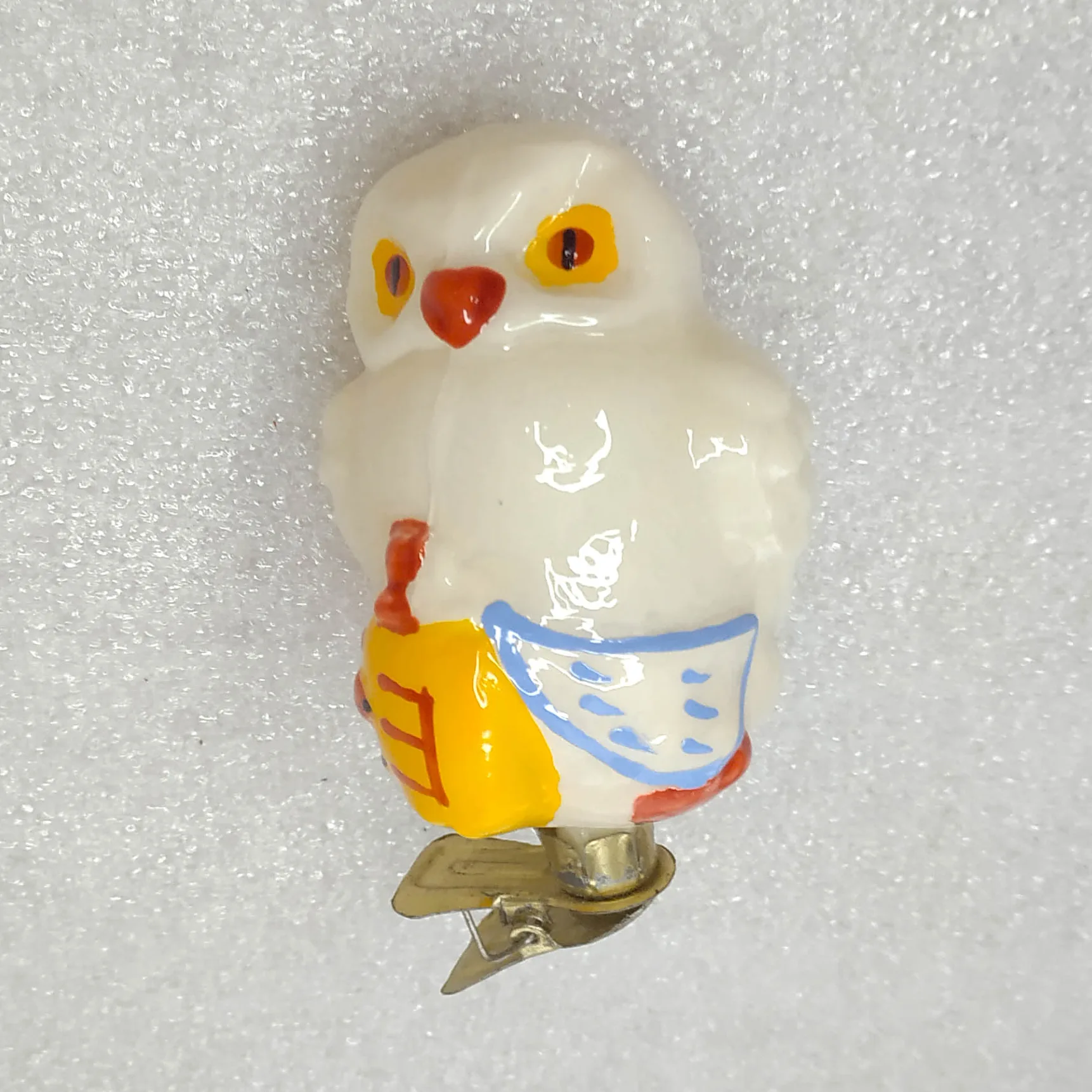 Vintage Glass Ornament "Owl" from Dr. Aybolit Set Restored USSR Clip-on