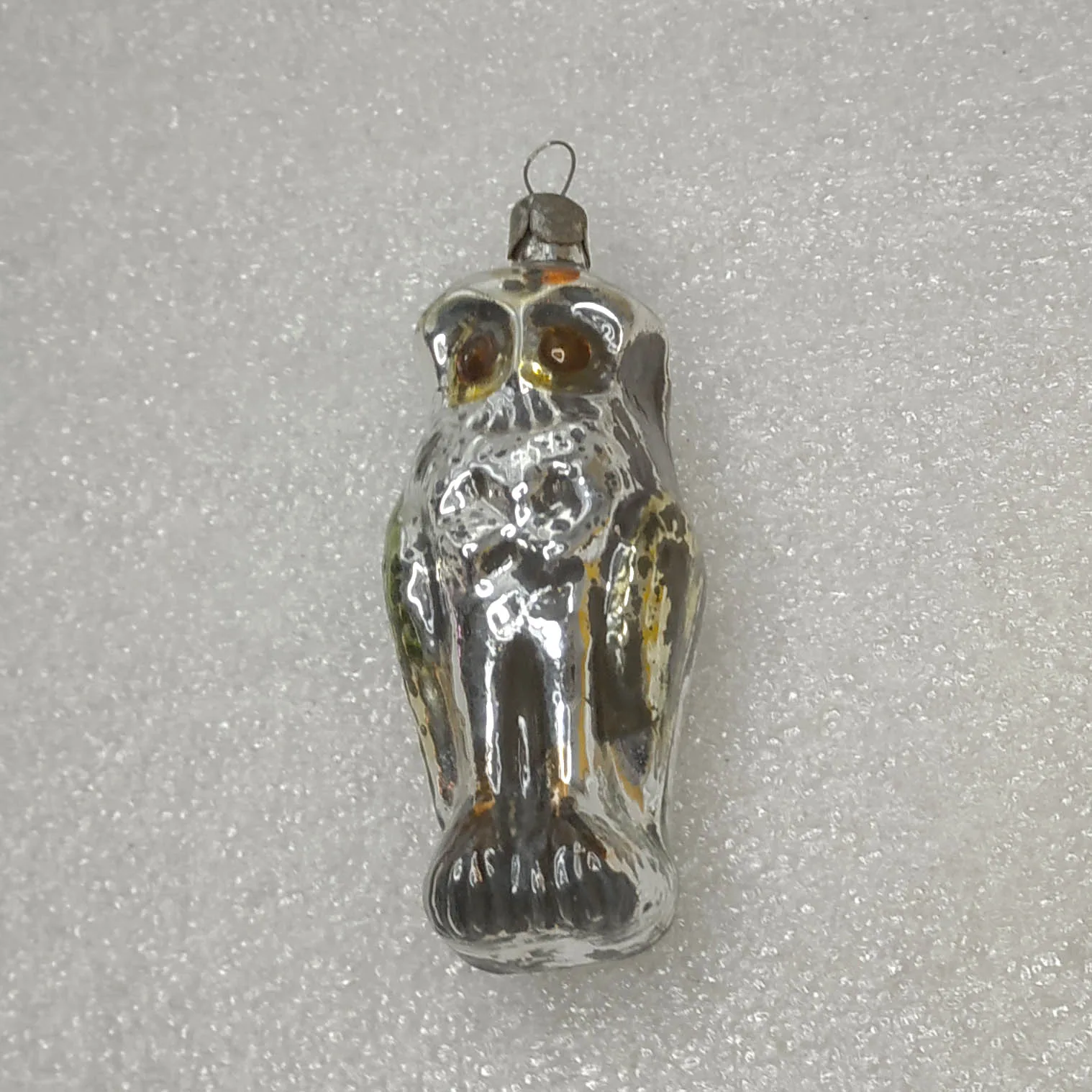 Vintage Glass Christmas Ornament USSR Tree Deco Old Owl 1950s