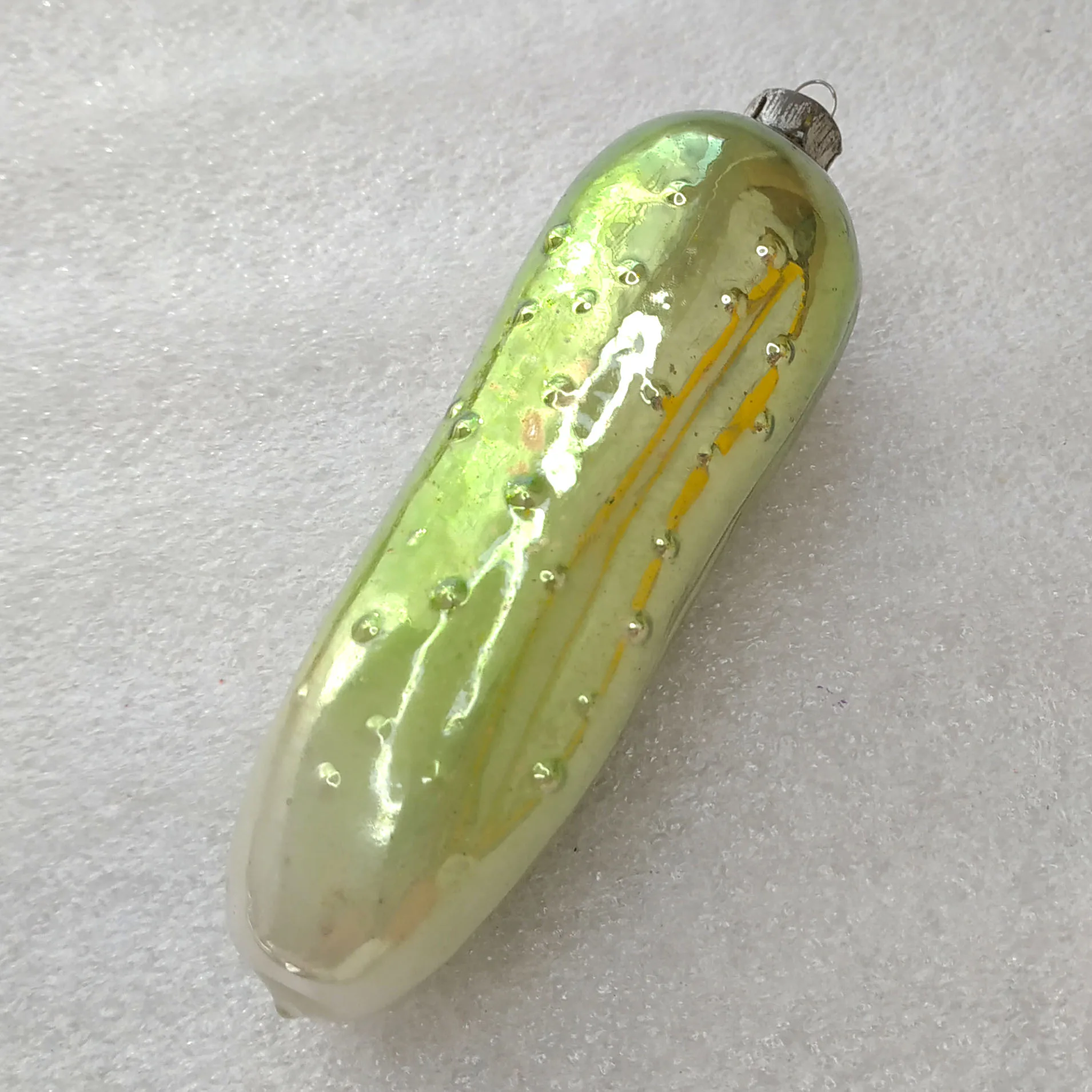 Vintage Glass Christmas Ornament Pickle Cucumber Figural Retro