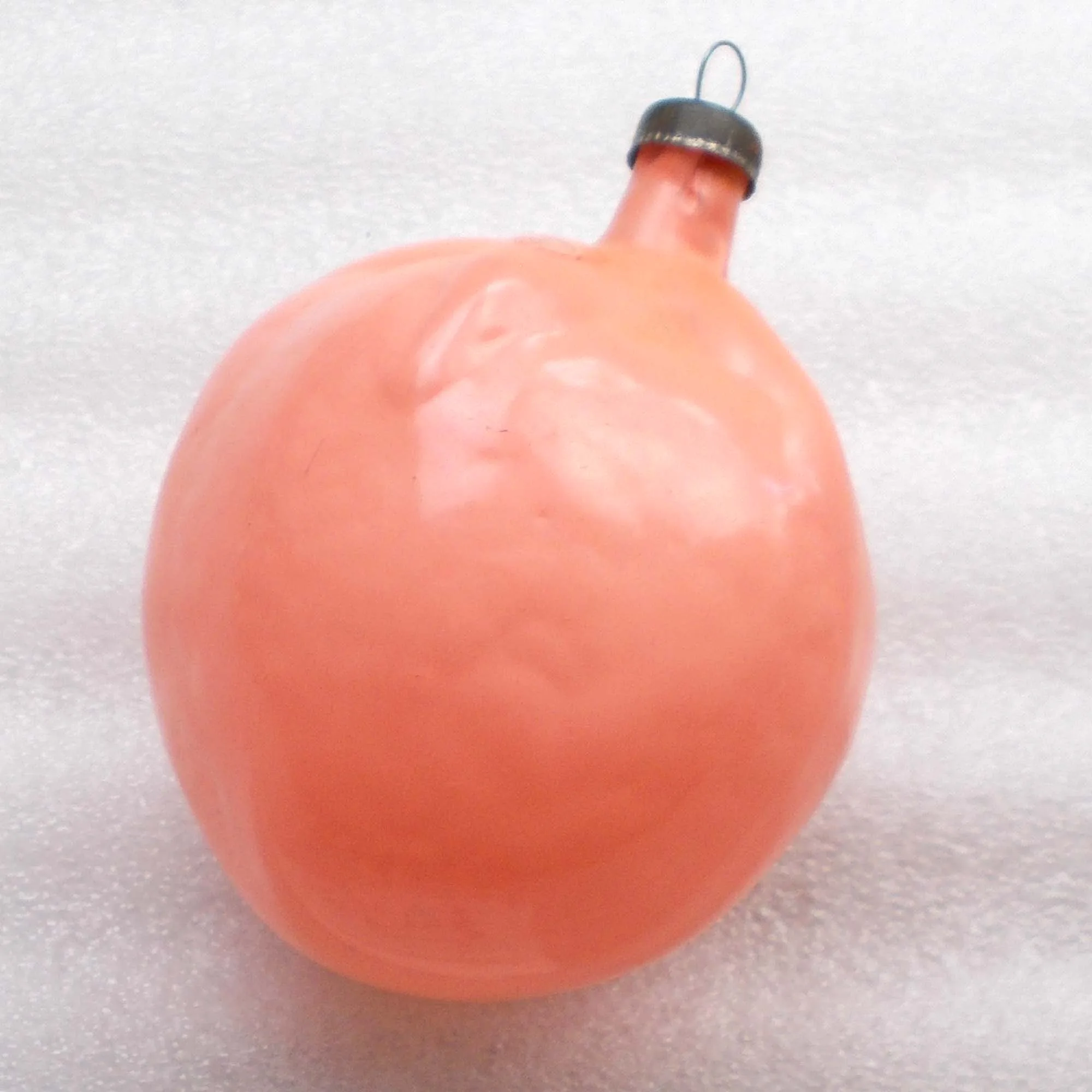 Vintage USSR Glass Christmas Ornament Decor Pink Tomato Vegetable Food