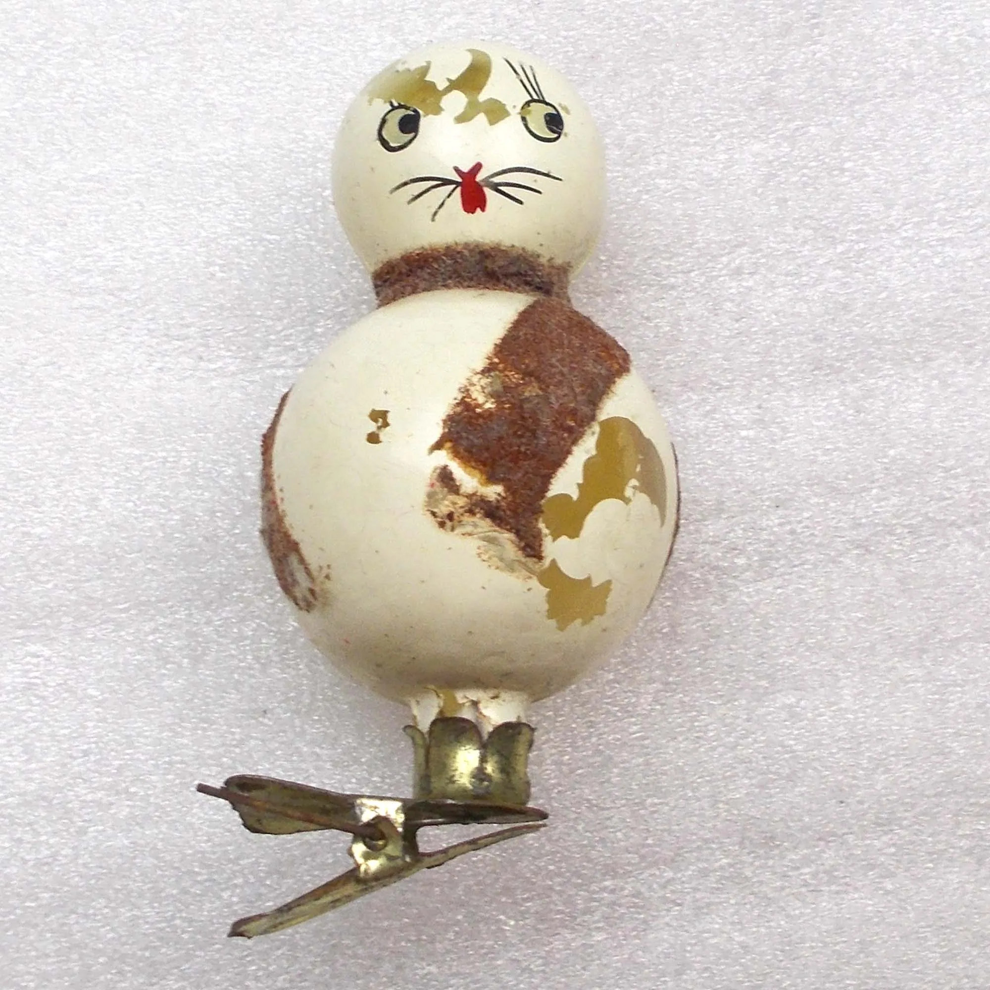 Antique Vintage USSR Glass Christmas Tree Toy Ornament Kitten