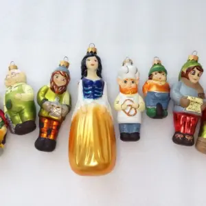 New Ukrainian Glass Christmas Ornaments Snow White Set