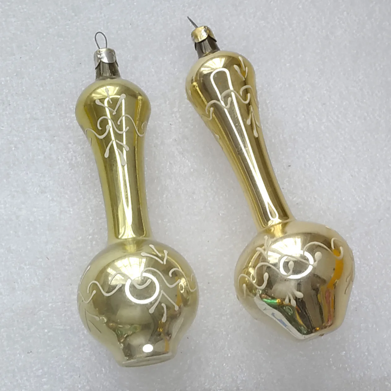 Set of 2 Vintage Christmas Glass Ornaments Tree USSR Antique Jugs