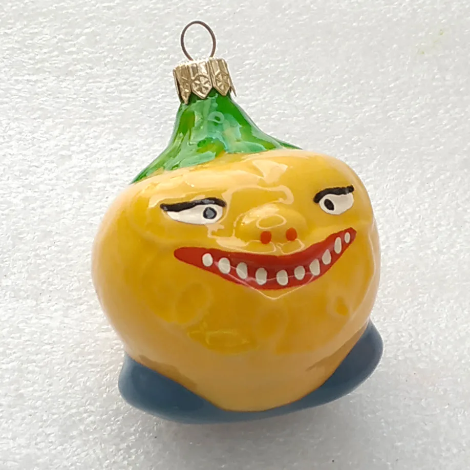 Vintage Pumpkin Glass Christmas Ornament Russian Antique Halloween Decor