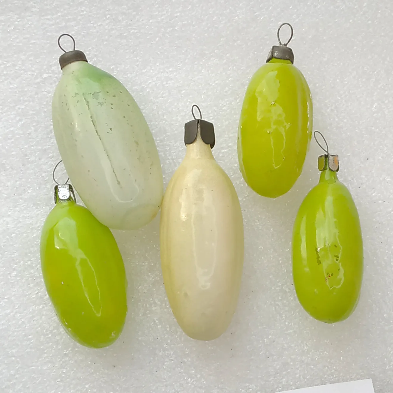 Set of 5 Vintage Christmas Glass Ornaments Tree USSR Antique Pickles