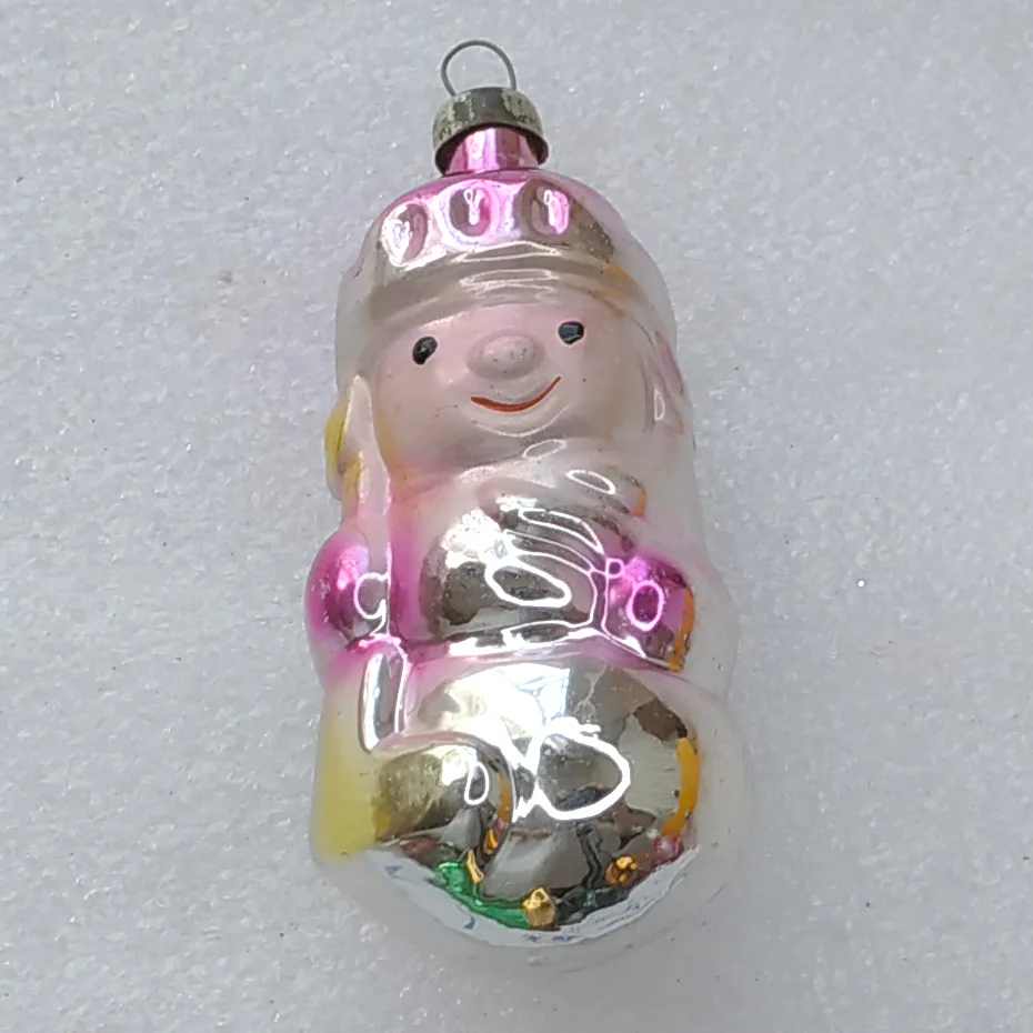 Vintage Christmas Glass Ornament Tree USSR Antique Hockey Player
