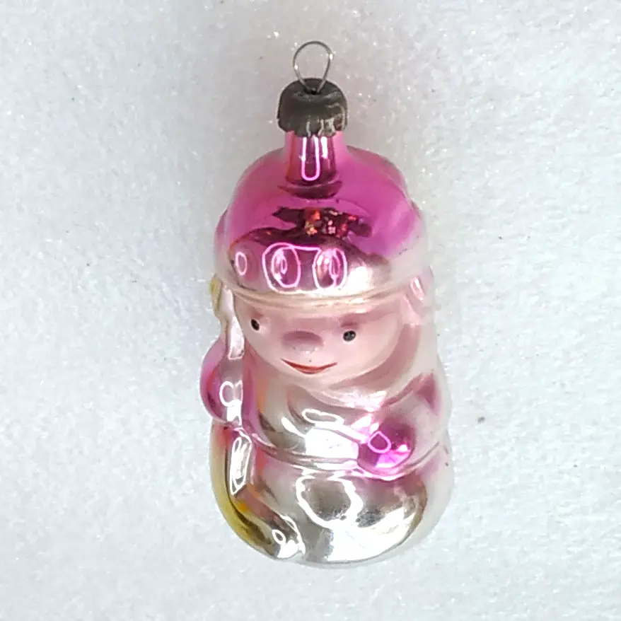 Vintage Christmas Glass Ornament Tree USSR Antique Hockey Player