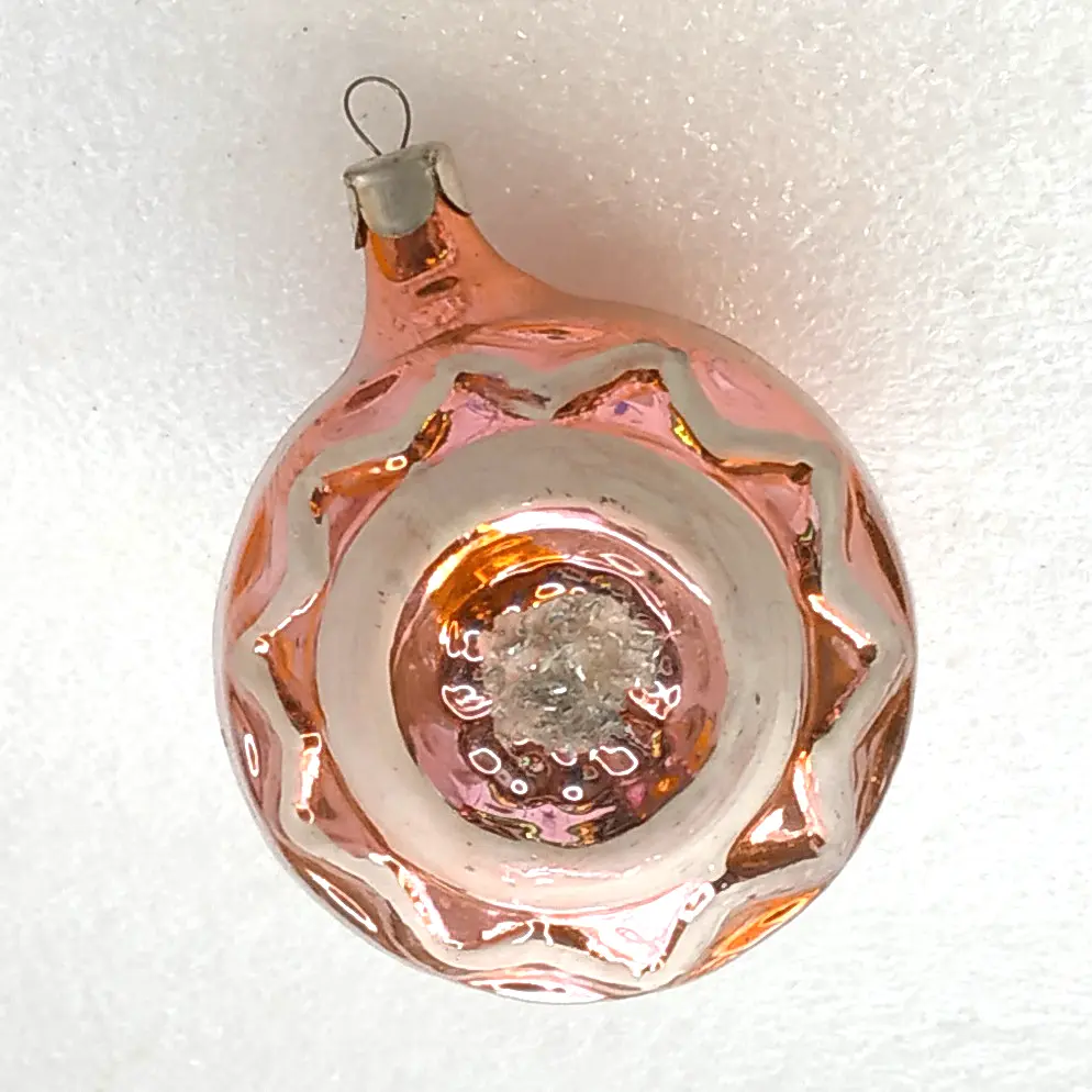Vintage Christmas Silver Glass Ornament Tree USSR Antique Ball