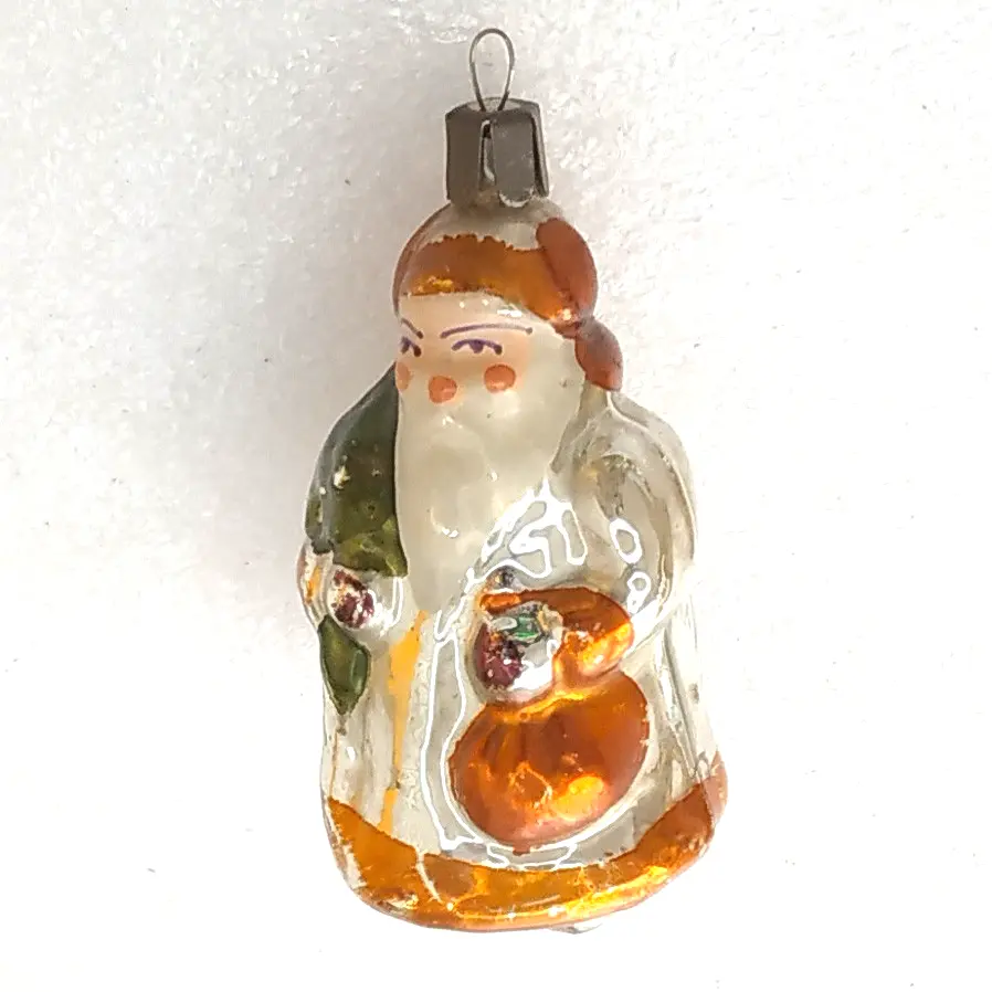 Vintage Christmas Silver Glass Ornament Tree USSR Antique Santa